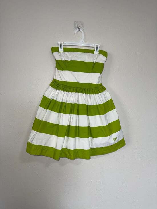 Gilly Hicks Dresses & Skirts - Gilly Hicks Green and White Striped Strapless Smocked Mini Dress